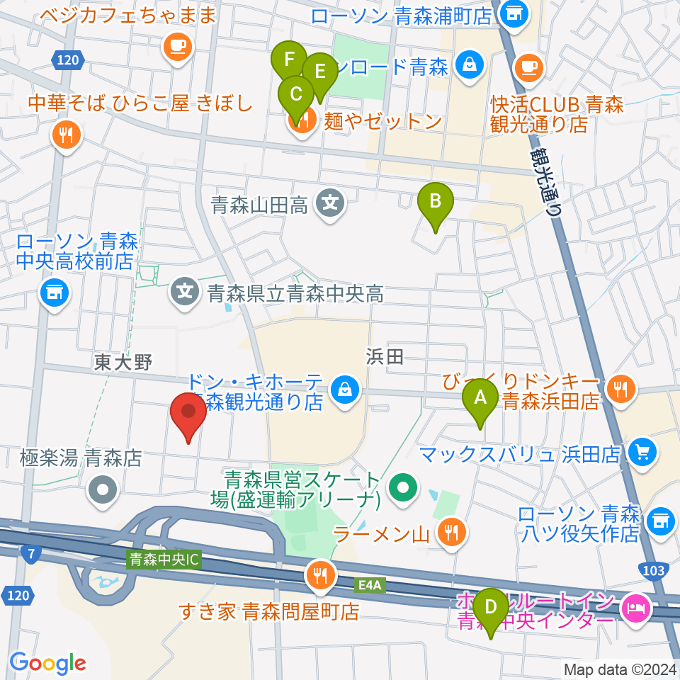 TSUTAYA 青森中央店周辺のホテル一覧地図