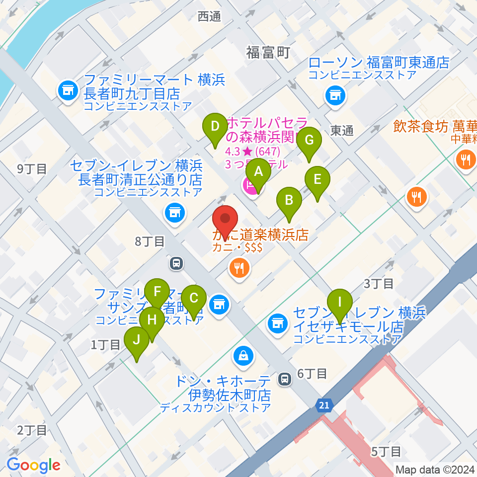 長者町FRIDAY周辺のホテル一覧地図