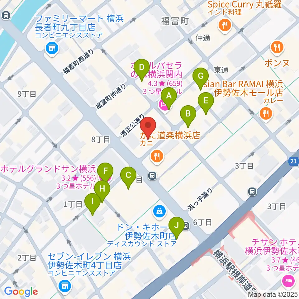 長者町FRIDAY周辺のホテル一覧地図