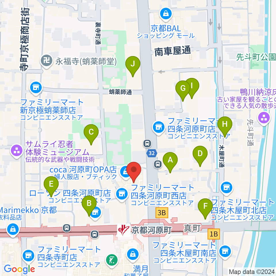 タワーレコード京都店周辺のホテル一覧地図