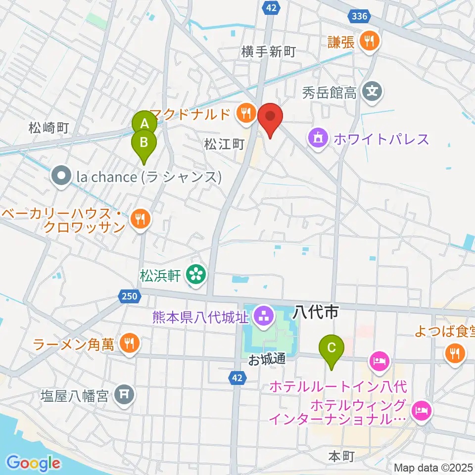 TSUTAYA 八代松江店周辺のホテル一覧地図