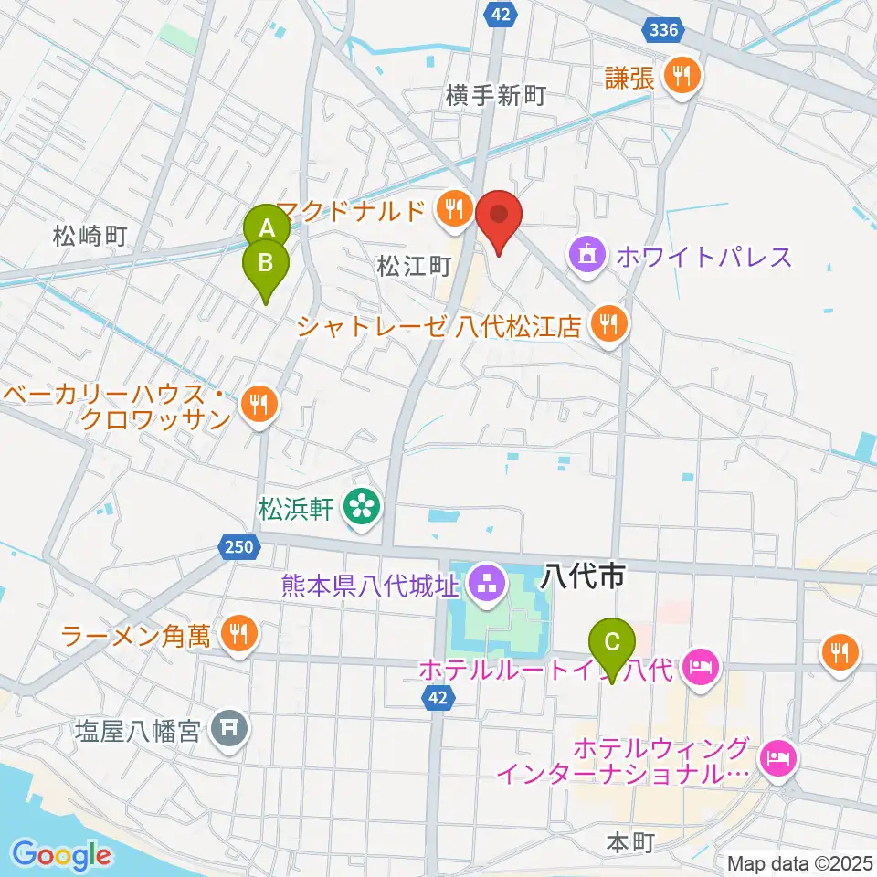 TSUTAYA 八代松江店周辺のホテル一覧地図