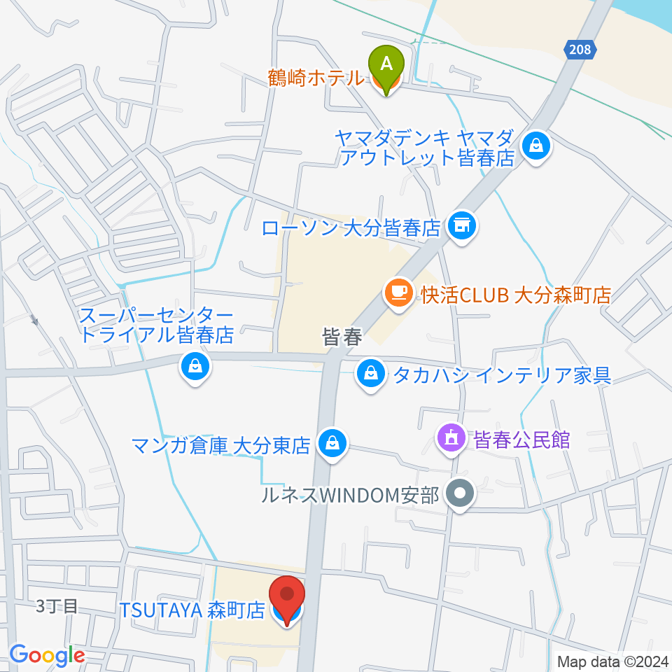 TSUTAYA 森町店周辺のホテル一覧地図