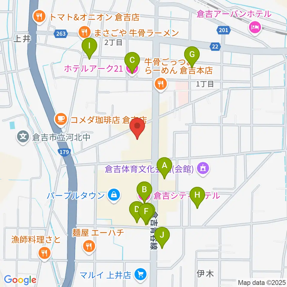 ゲオ倉吉店周辺のホテル一覧地図