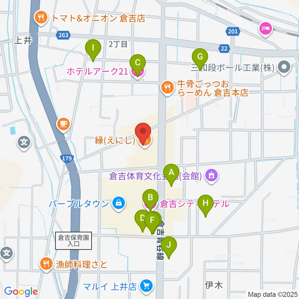 ゲオ倉吉店周辺のホテル一覧地図