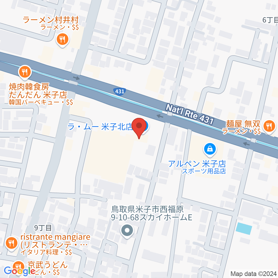 ゲオ米子西福原店周辺のホテル一覧地図