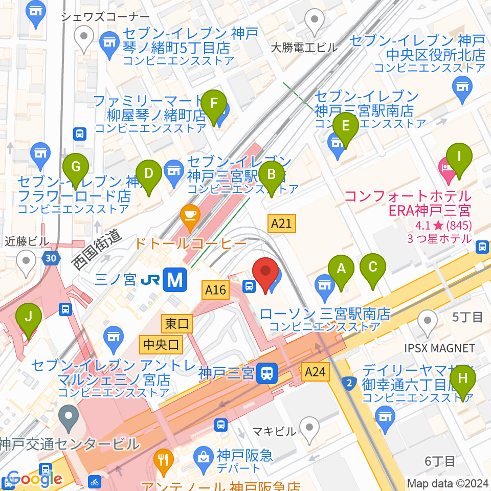 タワーレコード神戸店周辺のホテル一覧地図