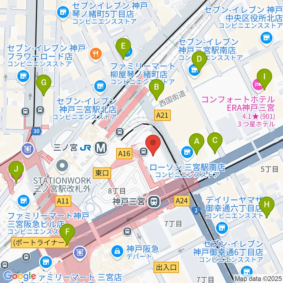 タワーレコード神戸店周辺のホテル一覧地図