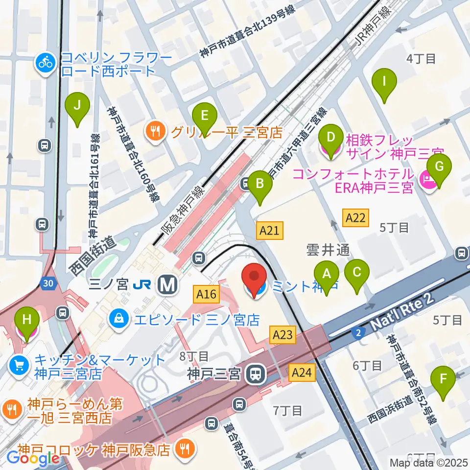 タワーレコード神戸店周辺のホテル一覧地図