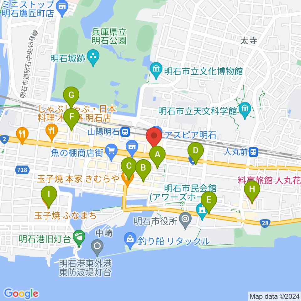 タワーレコード 明石店周辺のホテル一覧地図