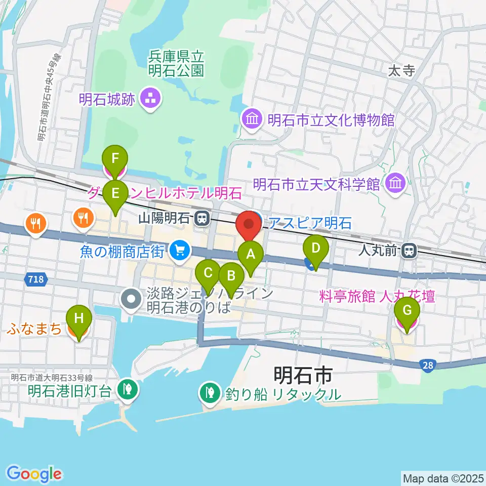 タワーレコード 明石店周辺のホテル一覧地図