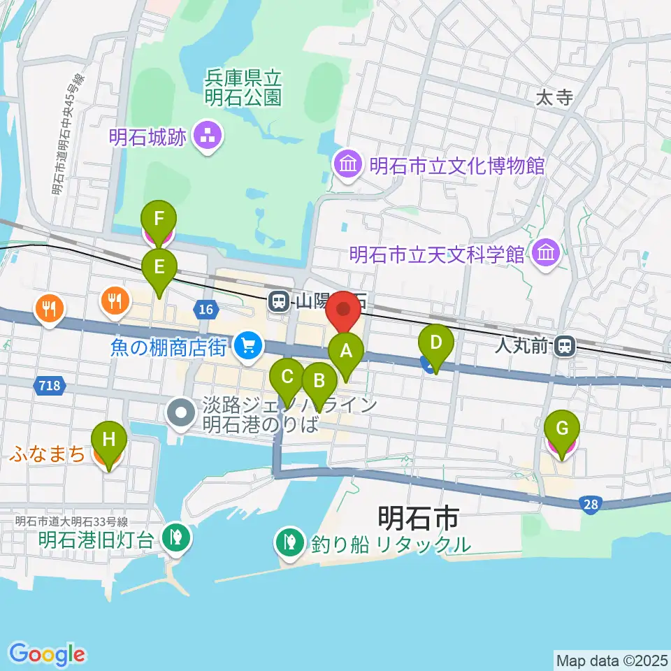 タワーレコード 明石店周辺のホテル一覧地図