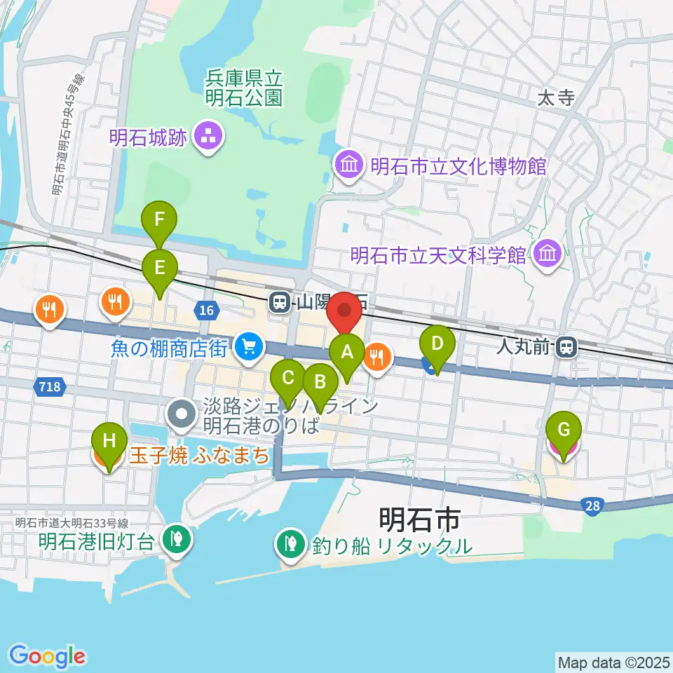 タワーレコード 明石店周辺のホテル一覧地図