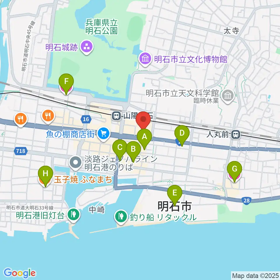 タワーレコード 明石店周辺のホテル一覧地図