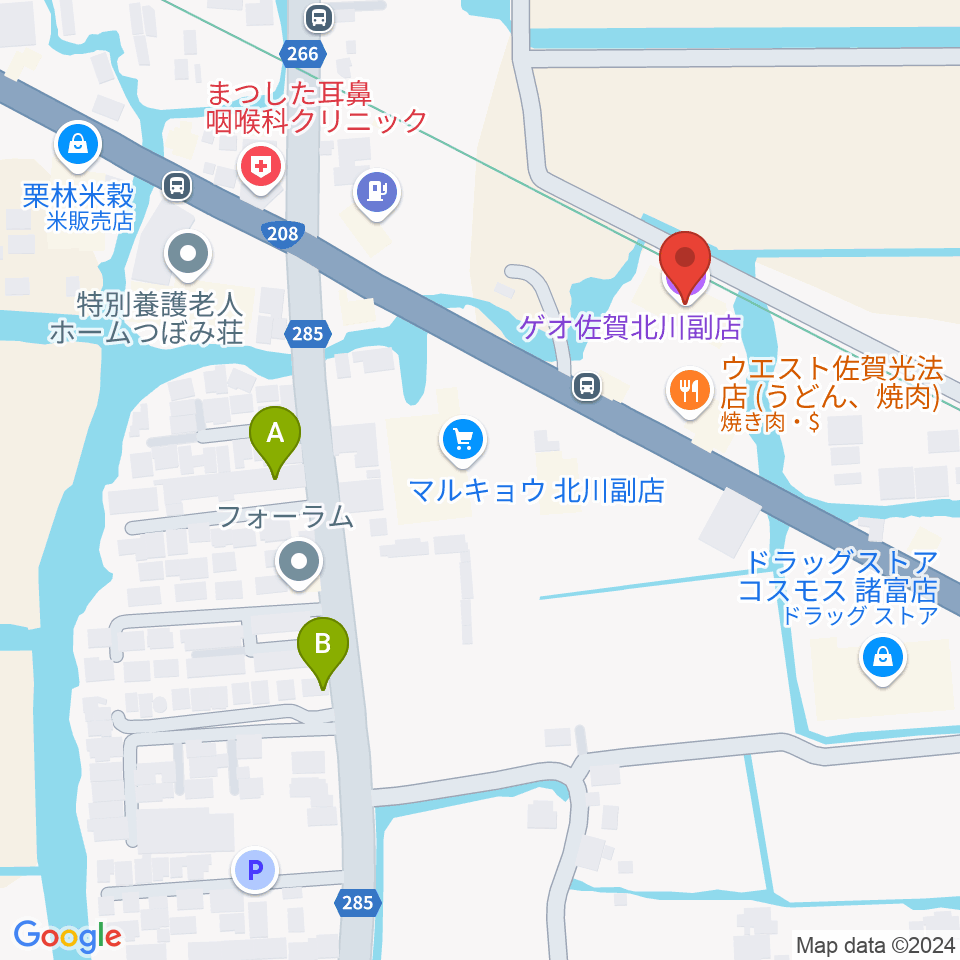 ゲオ佐賀北川副店周辺のホテル一覧地図