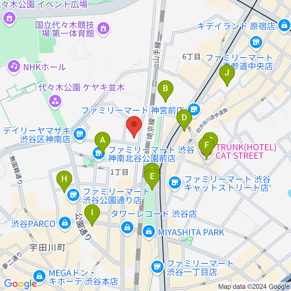 渋谷UNDER DEER Lounge周辺のホテル一覧地図