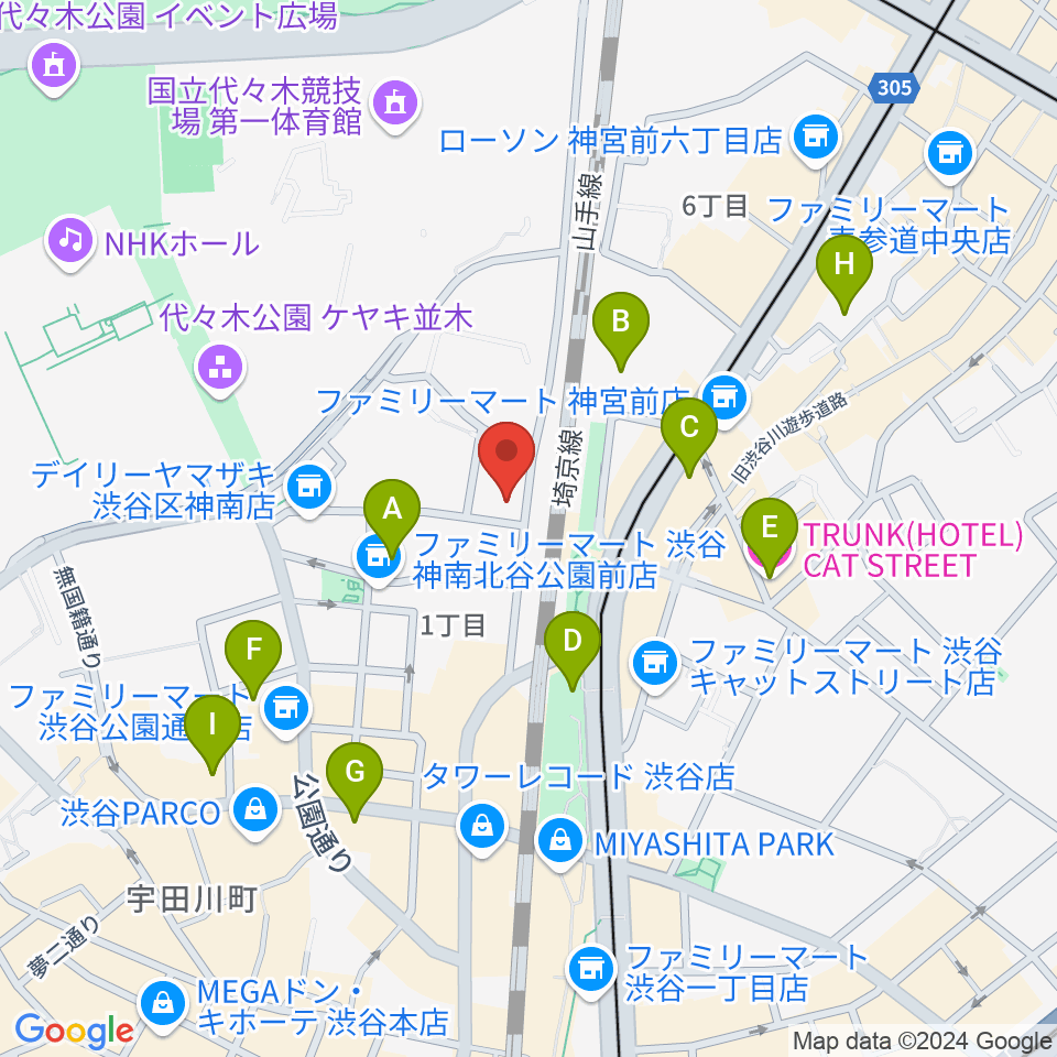 渋谷UNDER DEER Lounge周辺のホテル一覧地図