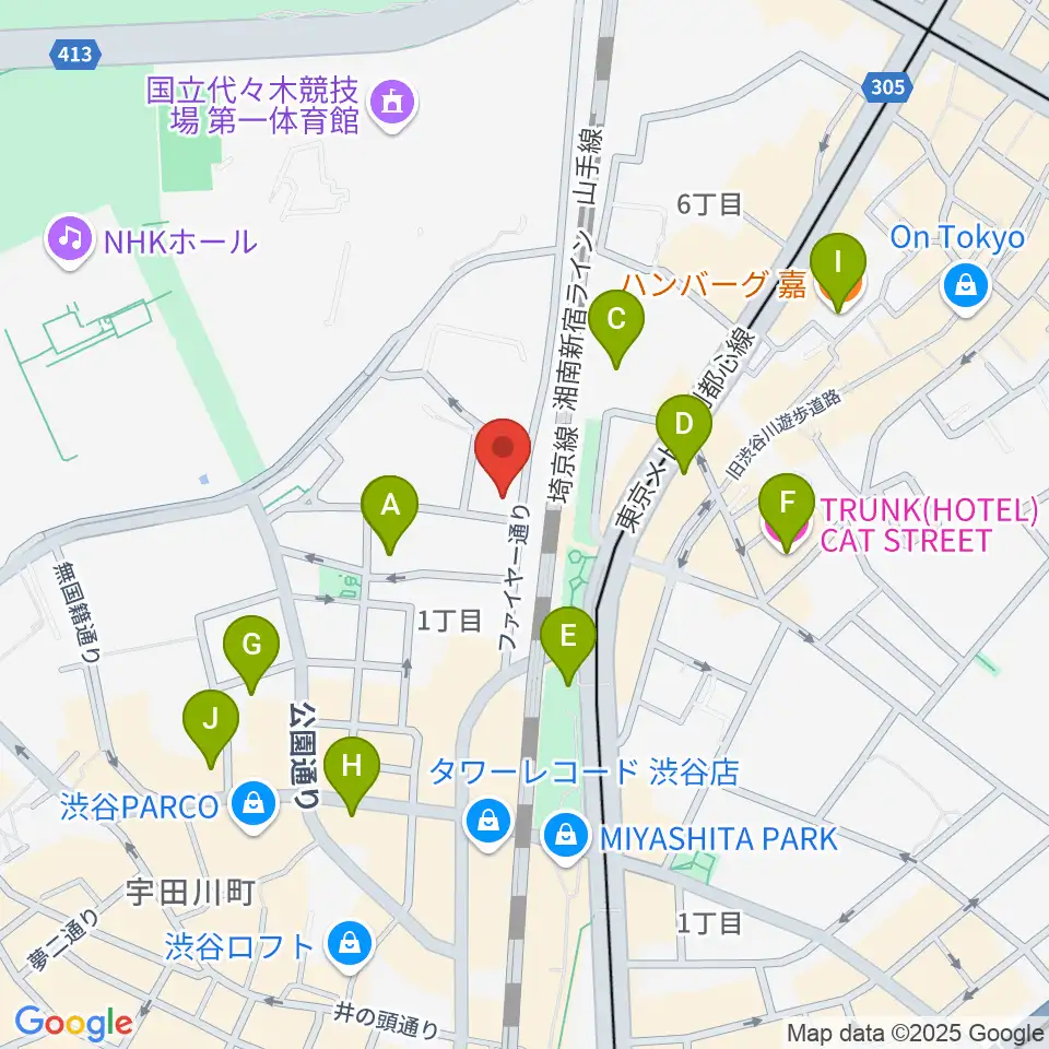 渋谷UNDER DEER Lounge周辺のホテル一覧地図