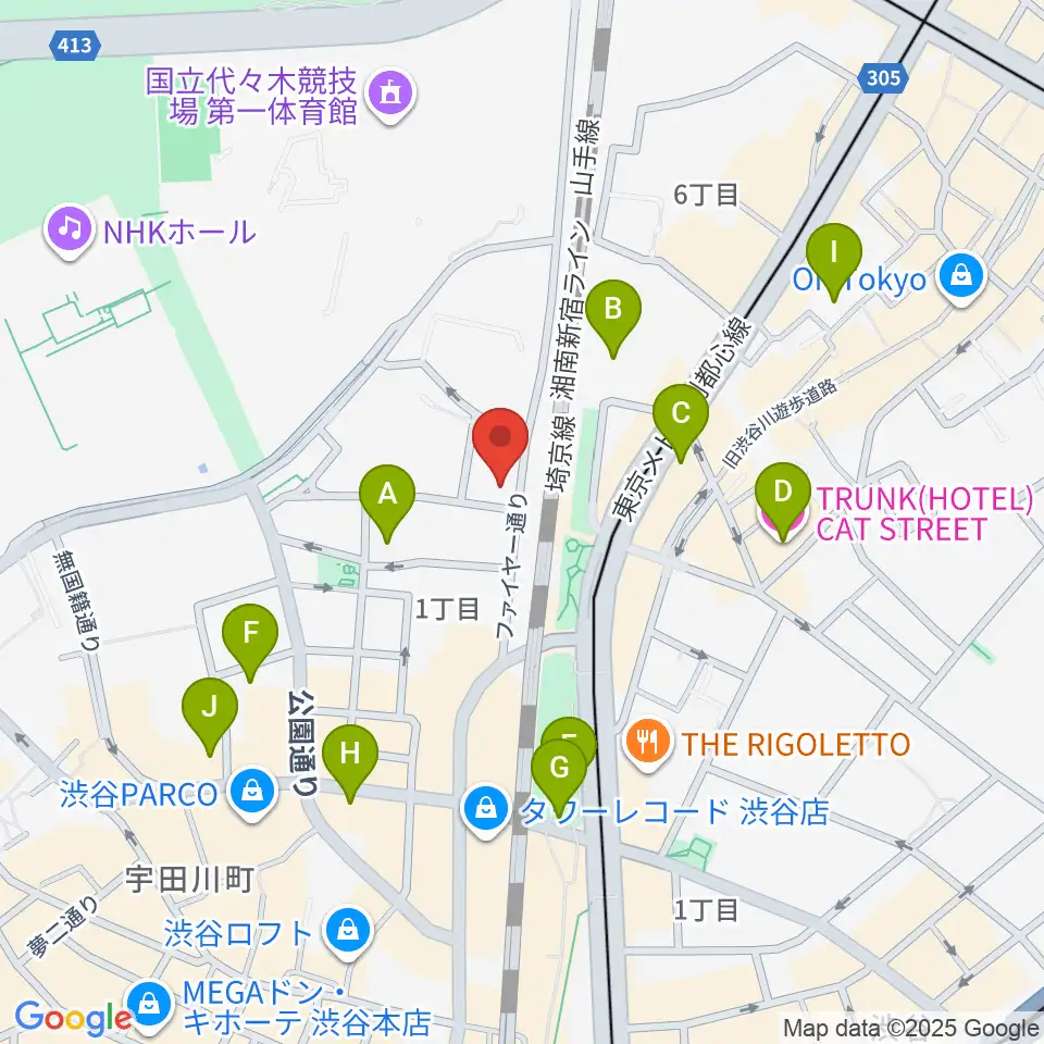 渋谷UNDER DEER Lounge周辺のホテル一覧地図