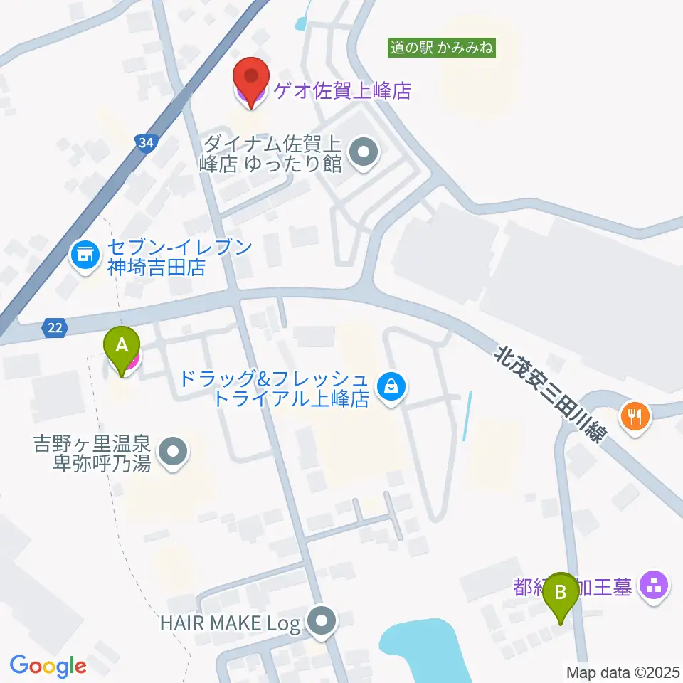 ゲオ佐賀上峰店周辺のホテル一覧地図