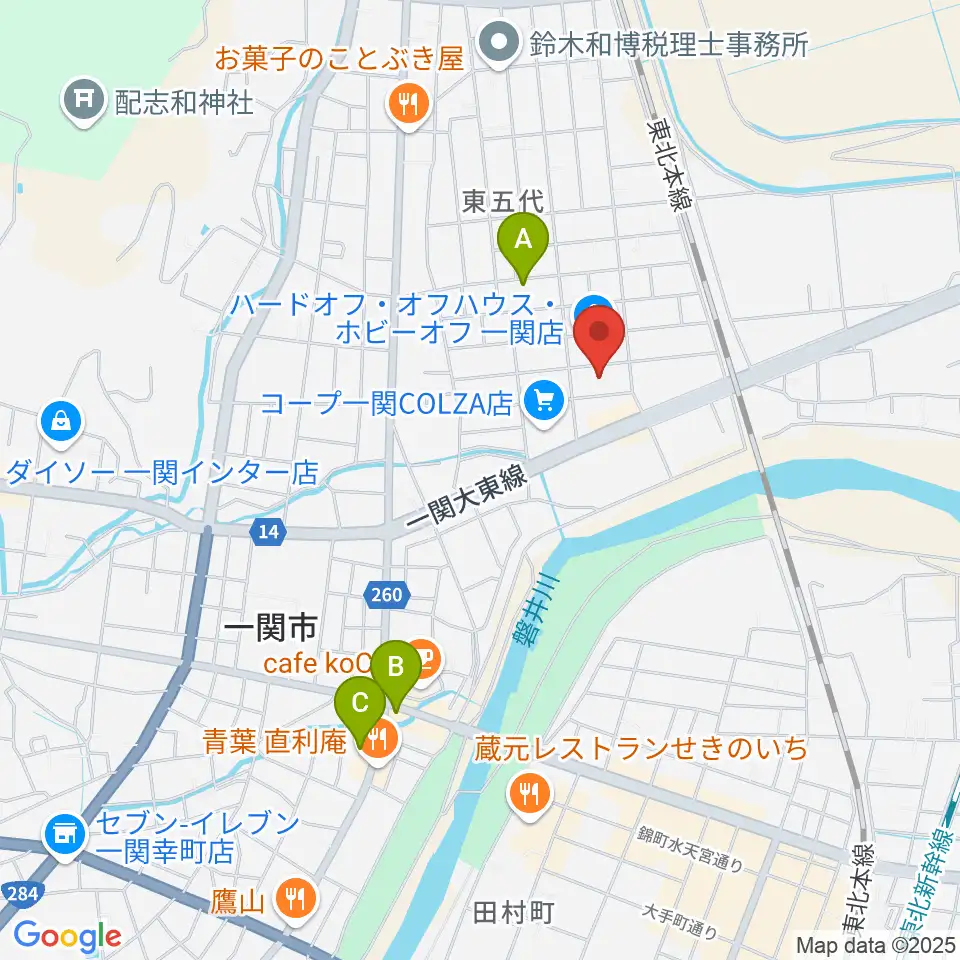 TSUTAYA 一関中央店周辺のホテル一覧地図