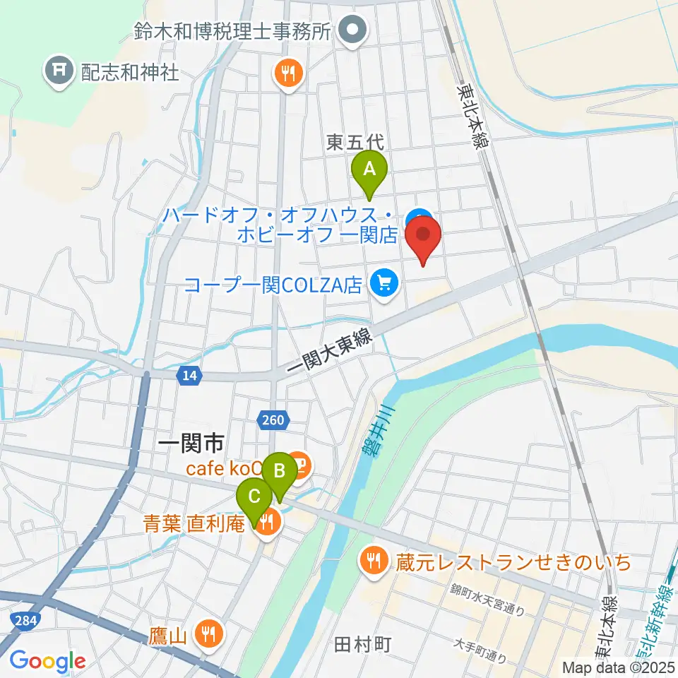 TSUTAYA 一関中央店周辺のホテル一覧地図
