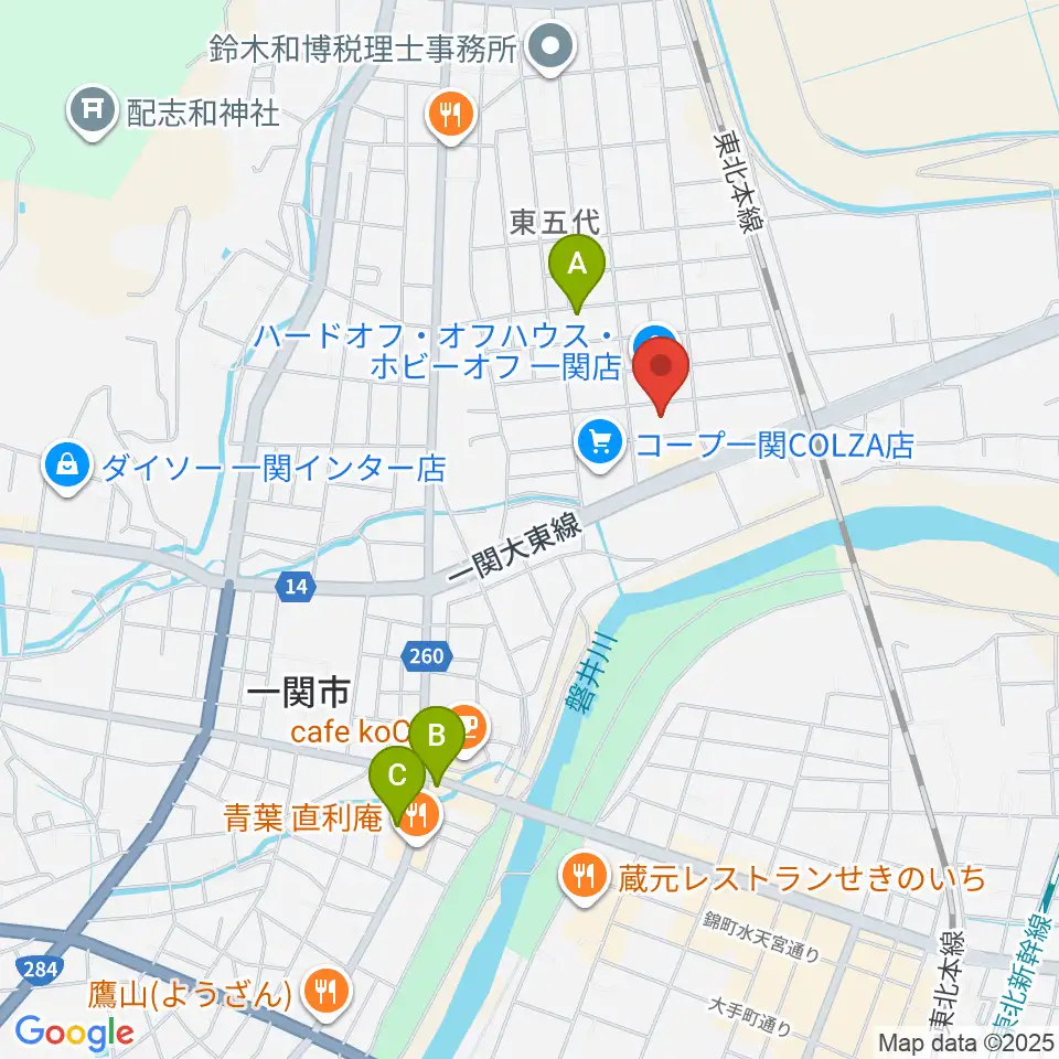 TSUTAYA 一関中央店周辺のホテル一覧地図
