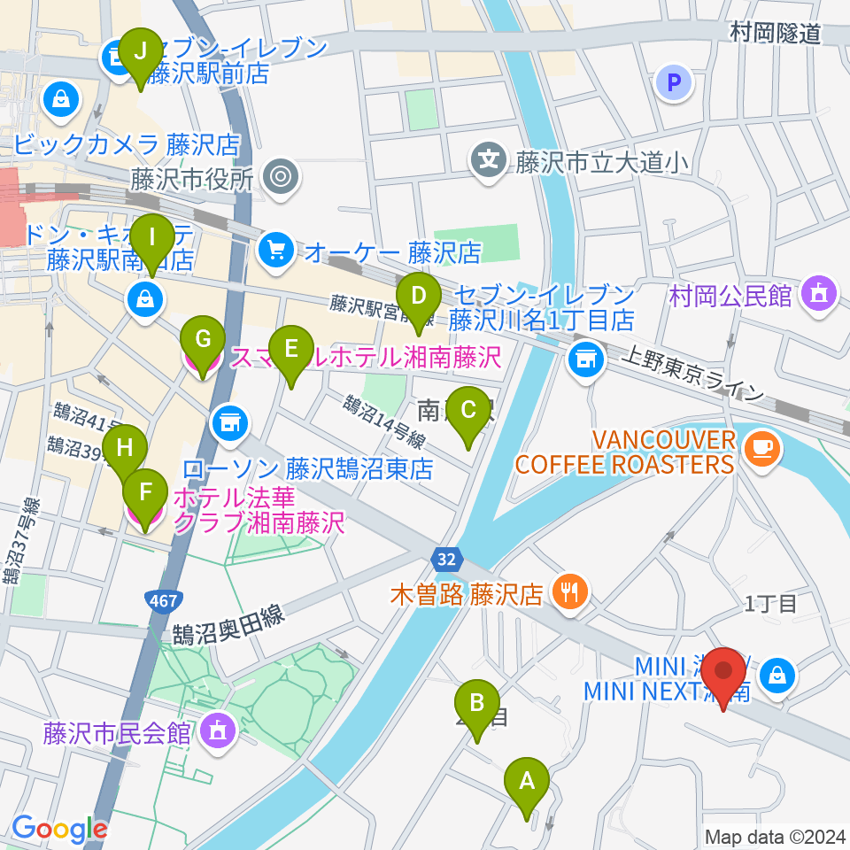 ギターの処方箋TAKAMURA周辺のホテル一覧地図