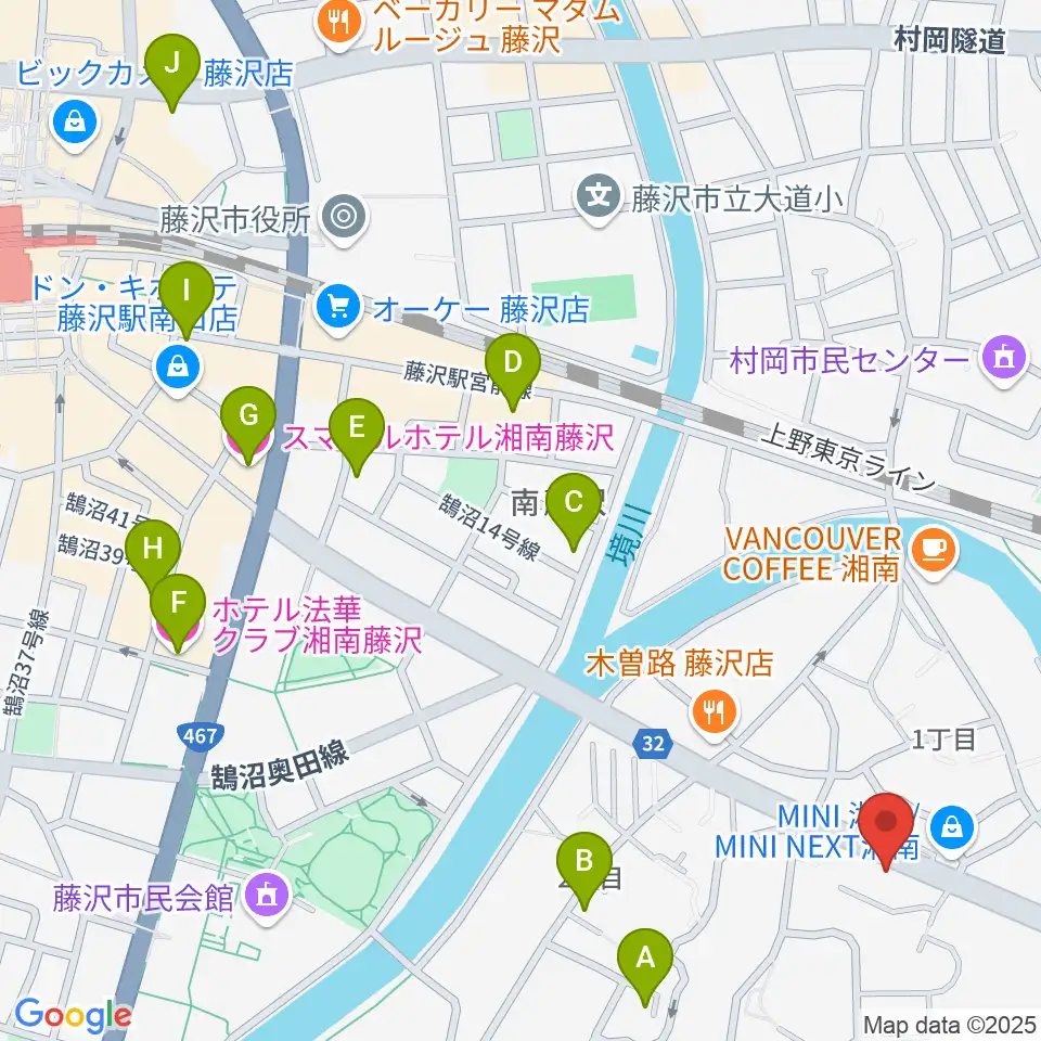 ギターの処方箋TAKAMURA周辺のホテル一覧地図