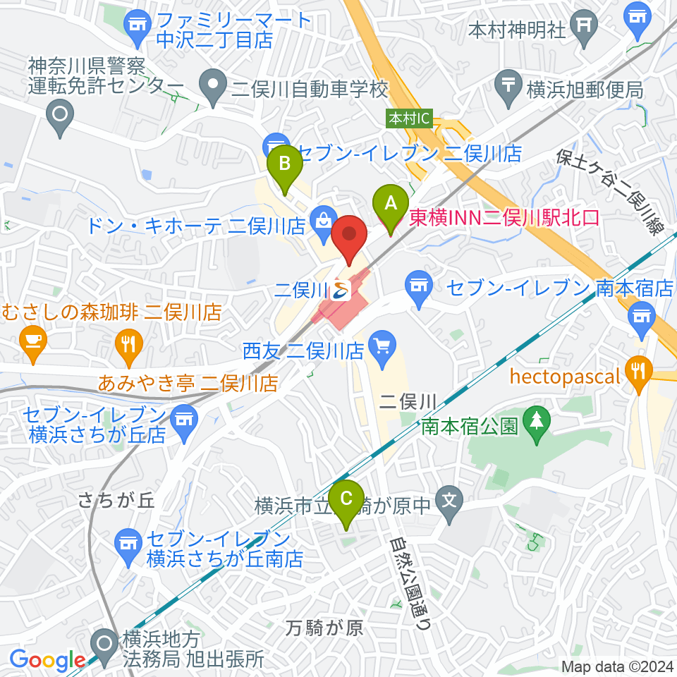 横浜市旭区民文化センターサンハート周辺のホテル一覧地図