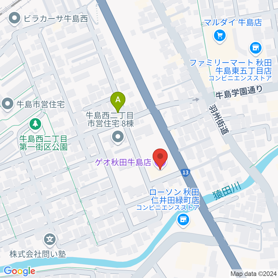 ゲオ秋田牛島店周辺のホテル一覧地図