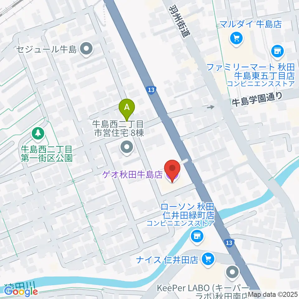 ゲオ秋田牛島店周辺のホテル一覧地図