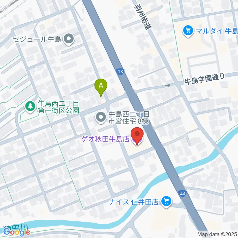 ゲオ秋田牛島店周辺のホテル一覧地図