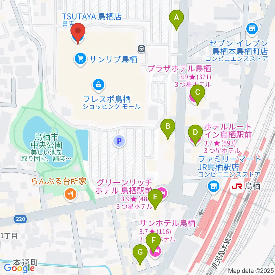TSUTAYA 鳥栖店周辺のホテル一覧地図