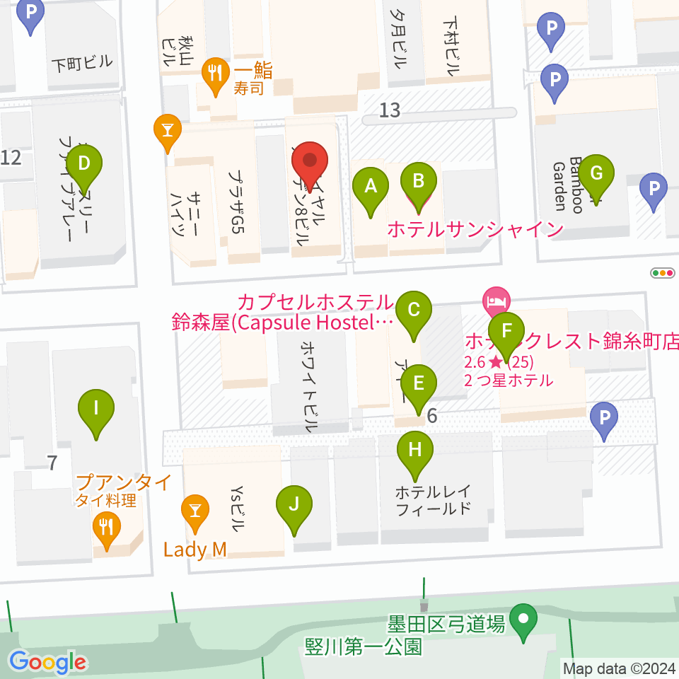 錦糸町パピーズ周辺のホテル一覧地図