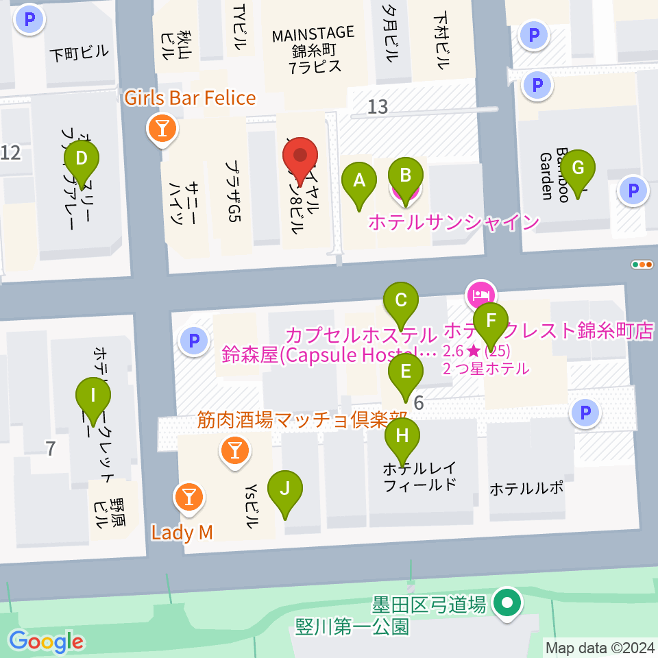 錦糸町パピーズ周辺のホテル一覧地図