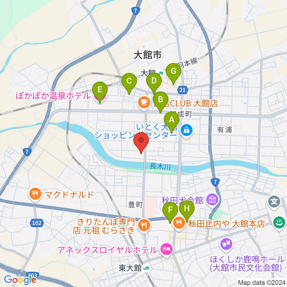 ゲオ大館店周辺のホテル一覧地図