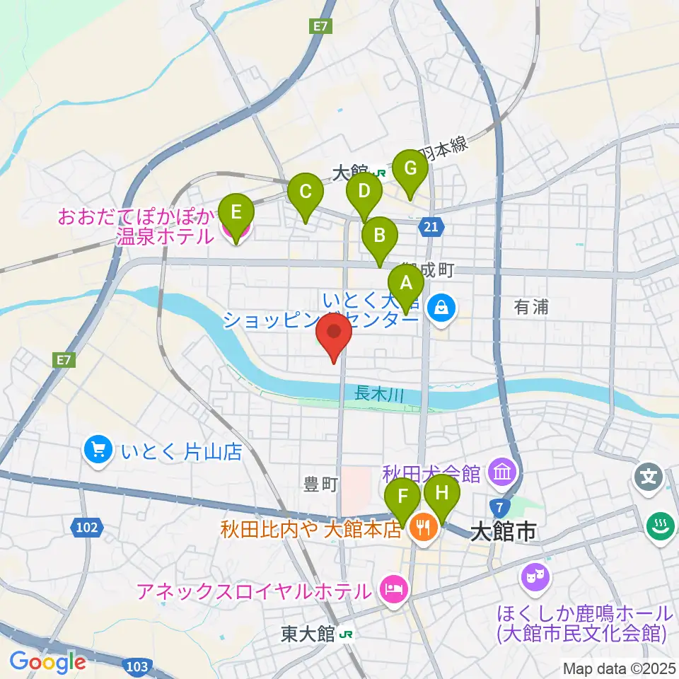 ゲオ大館店周辺のホテル一覧地図