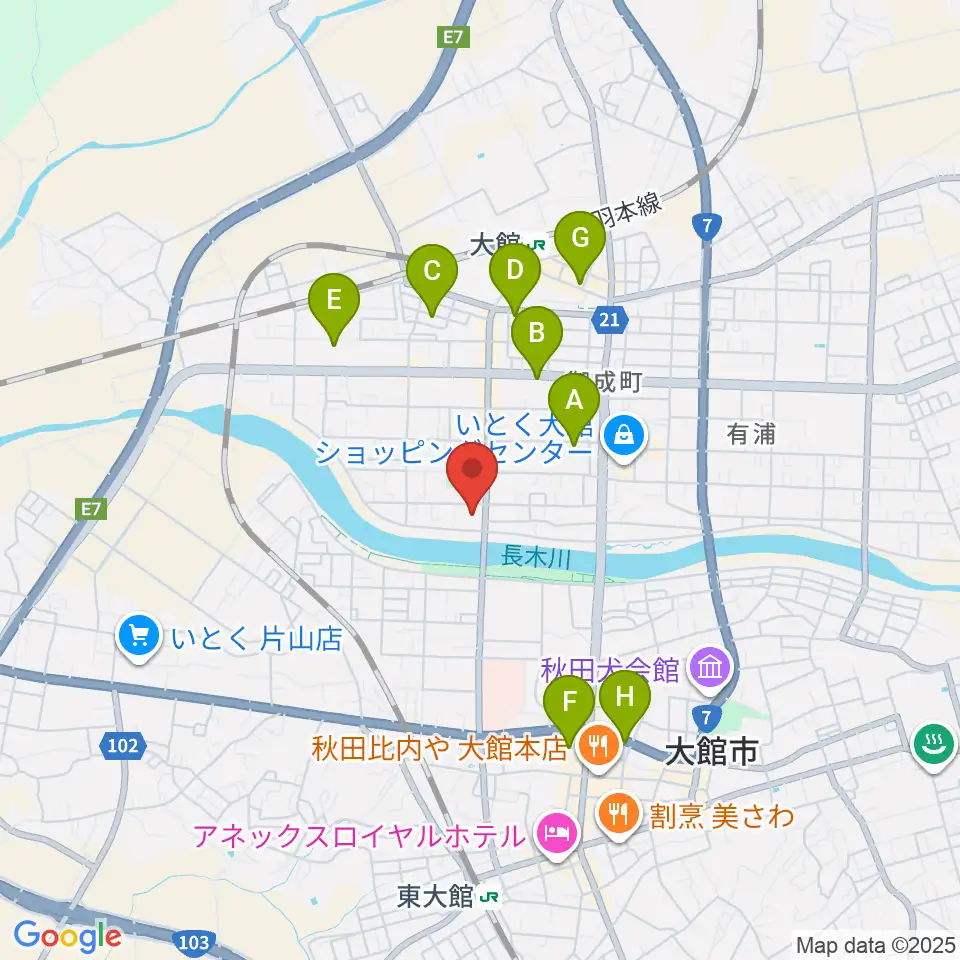 ゲオ大館店周辺のホテル一覧地図