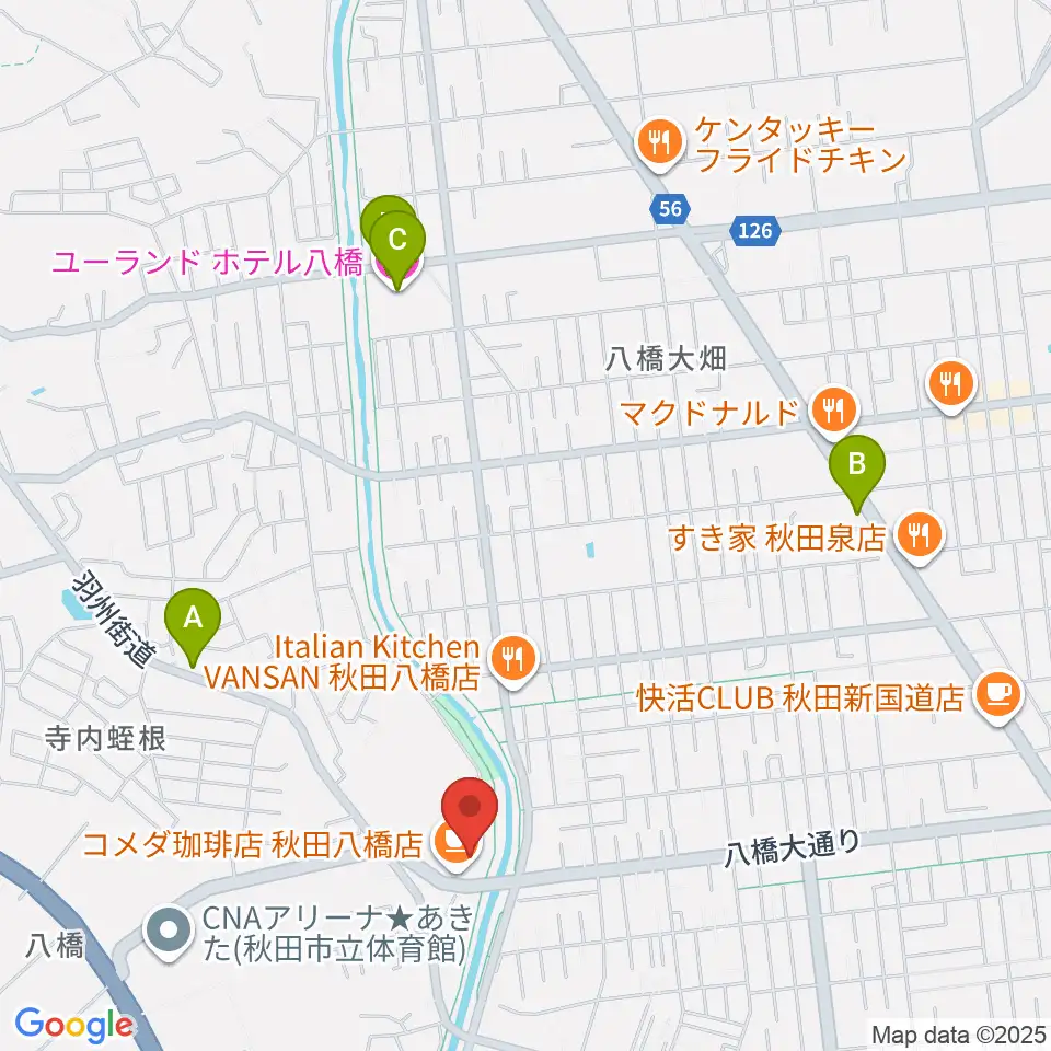 ゲオスーパーブックス八橋店周辺のホテル一覧地図