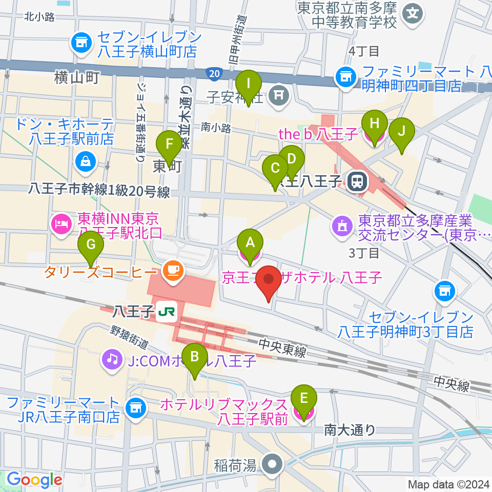 八王子音楽院JR校周辺のホテル一覧地図