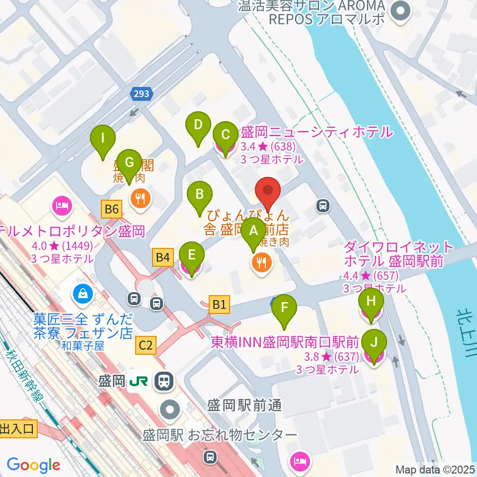 盛岡グローブ周辺のホテル一覧地図