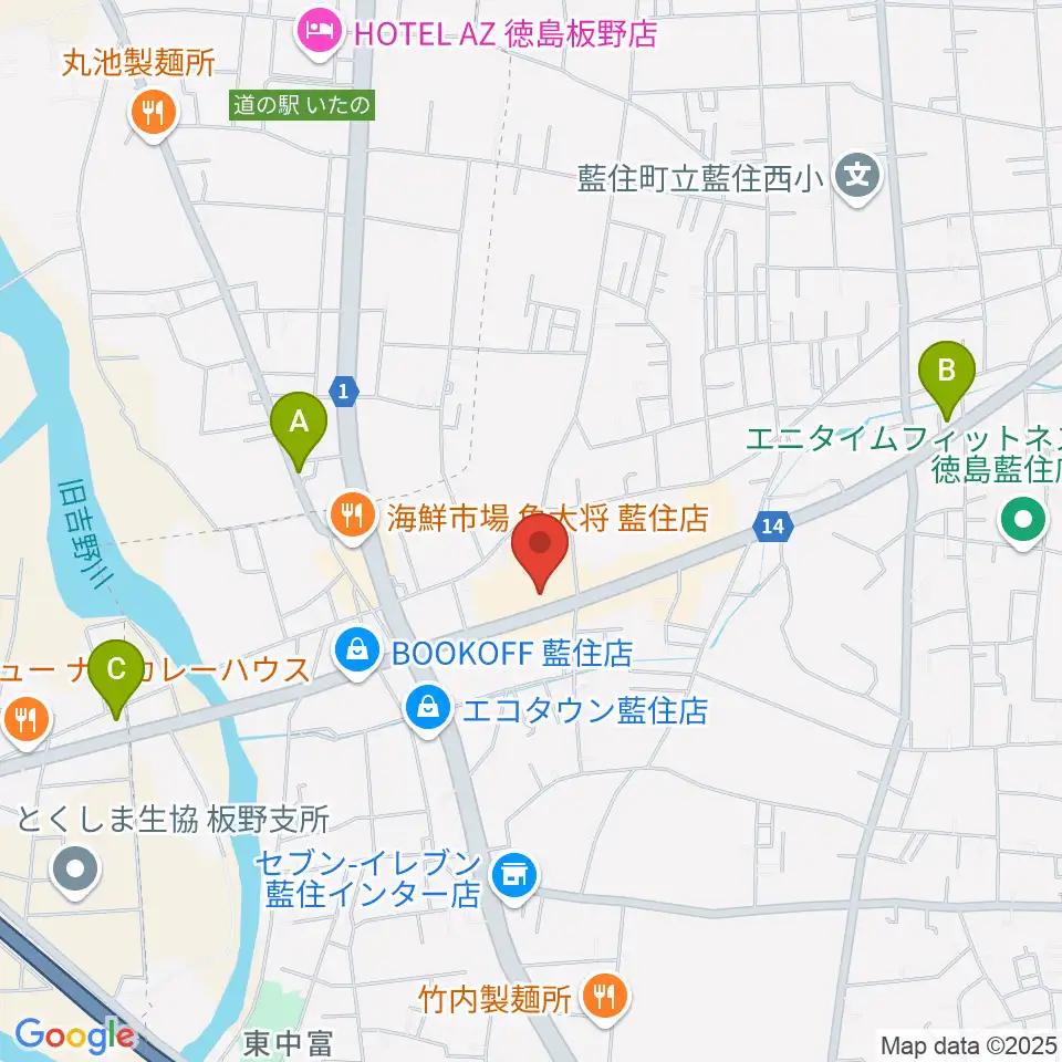 ゲオ藍住店周辺のホテル一覧地図