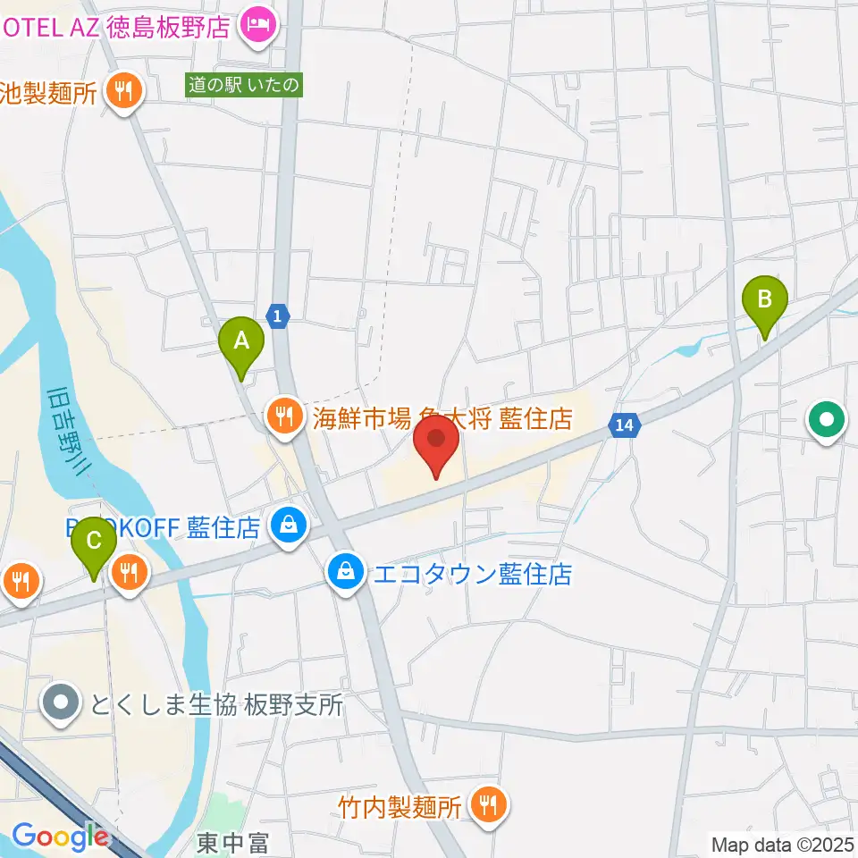 ゲオ藍住店周辺のホテル一覧地図