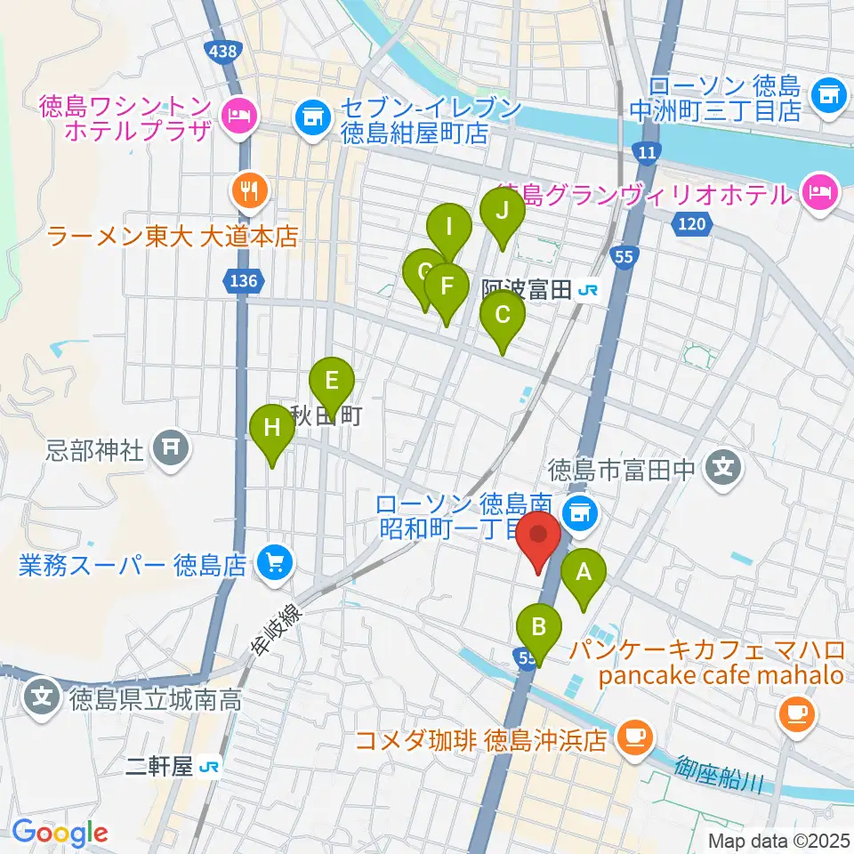 ゲオ徳島南昭和店周辺のホテル一覧地図