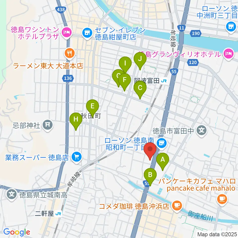 ゲオ徳島南昭和店周辺のホテル一覧地図