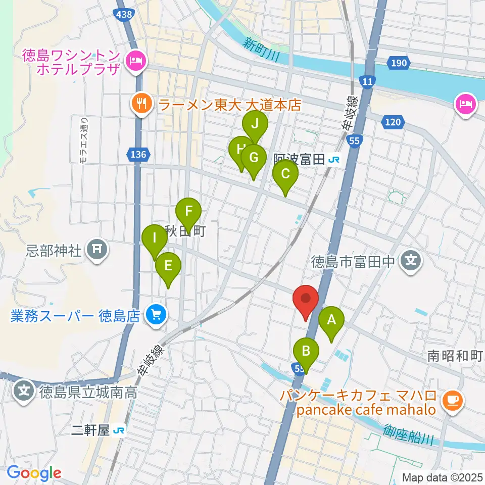 ゲオ徳島南昭和店周辺のホテル一覧地図