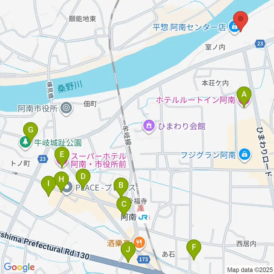 平惣ゲオ阿南センター店周辺のホテル一覧地図