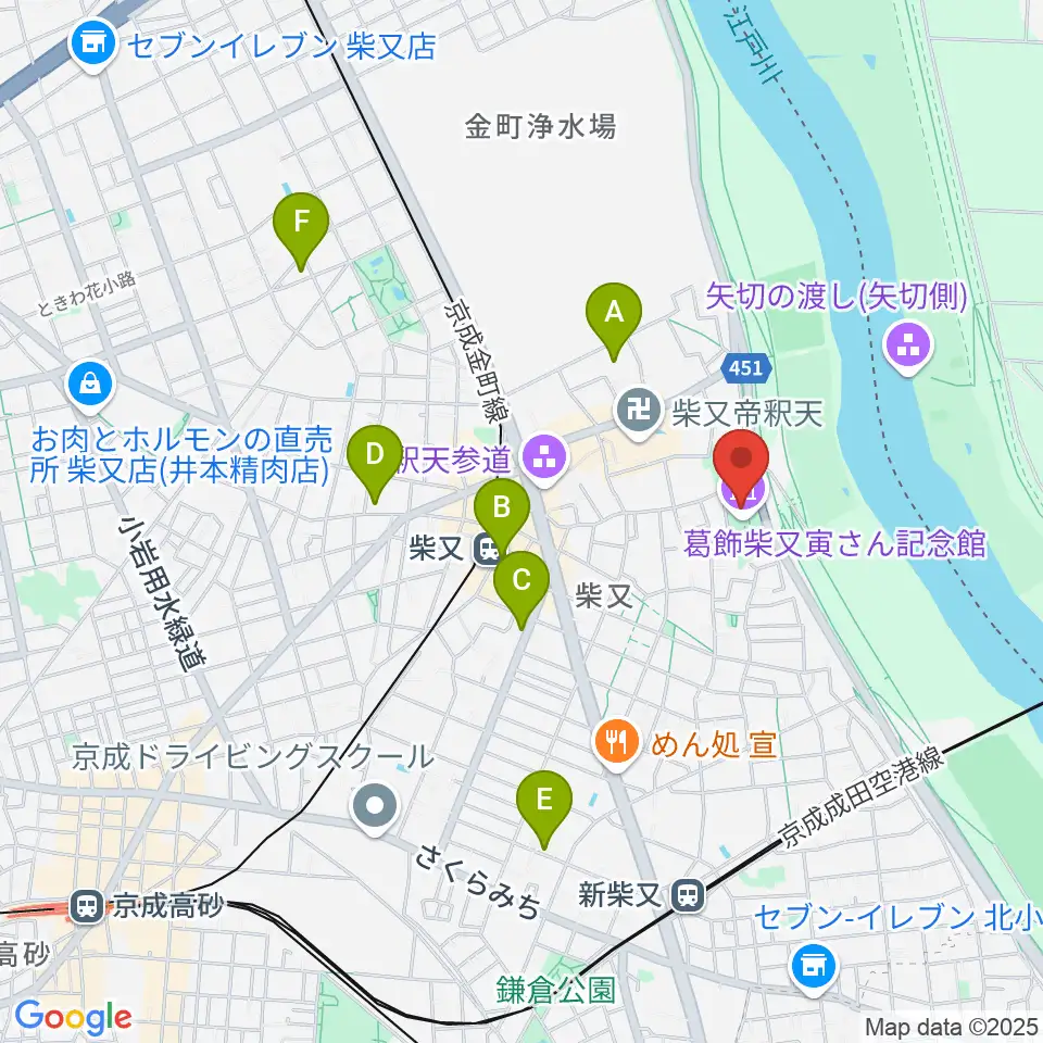 葛飾柴又寅さん記念館周辺のホテル一覧地図