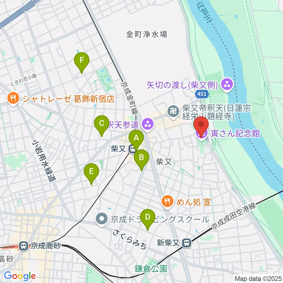 葛飾柴又寅さん記念館周辺のホテル一覧地図